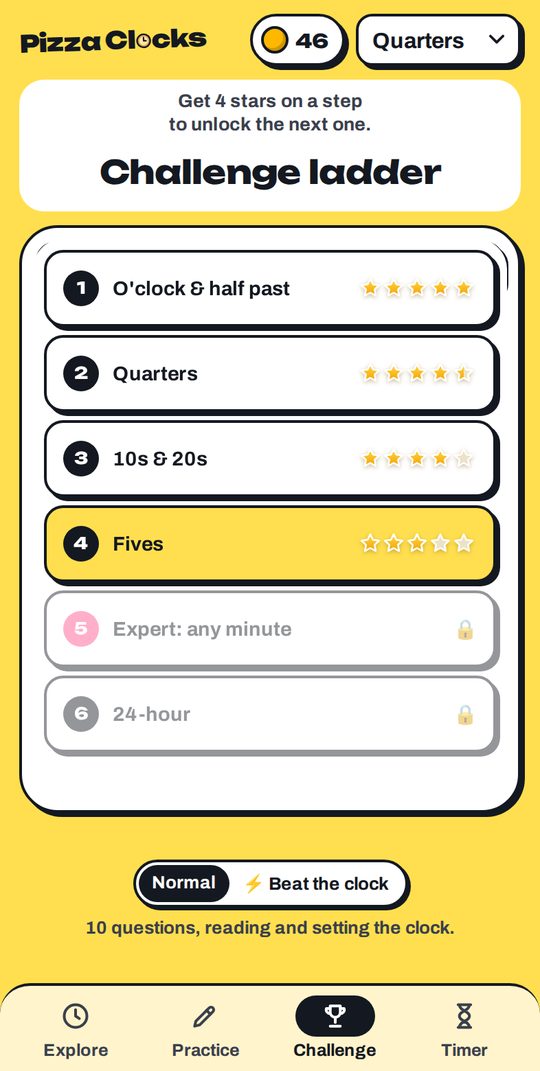 The challenge ladder with stars on each step