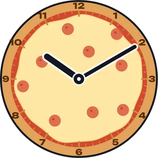 A pizza clock with pepperoni